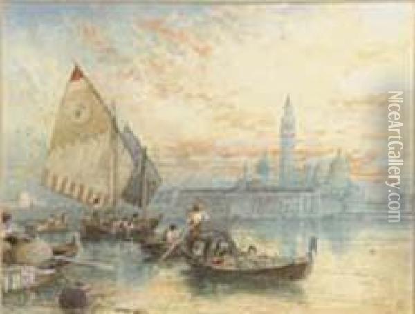 San Georgio And San Salute, Venice Oil Painting - Myles Birket Foster