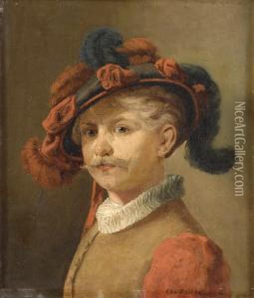 Portrait Eines Gardisten. Oil Painting - Christian Ii Sell