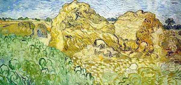 Field With Wheat Stacks Oil Painting - Vincent Van Gogh