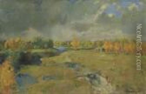 Golden Autumn By The River Oil Painting - Isaak Ilyich Levitan