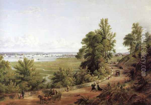 Bay of New York from the Heights of Hoboken Oil Painting - Milne Ramsey
