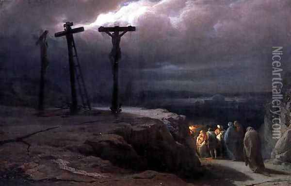 Night at Golgotha, 1869 Oil Painting - Vasili Vasilyevich Vereshchagin