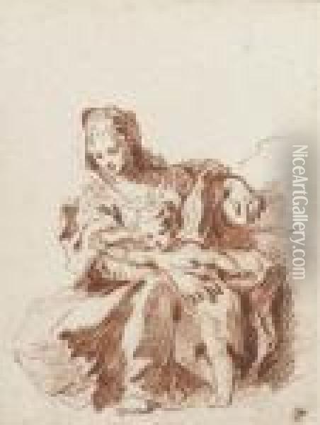 The Virgin And Child, After Schedoni Oil Painting - Watteau, Jean Antoine
