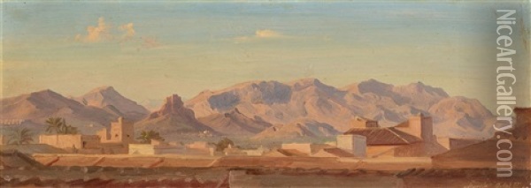 Spanish Landscape Near Murcia Oil Painting - Gustav Friedrich Papperitz