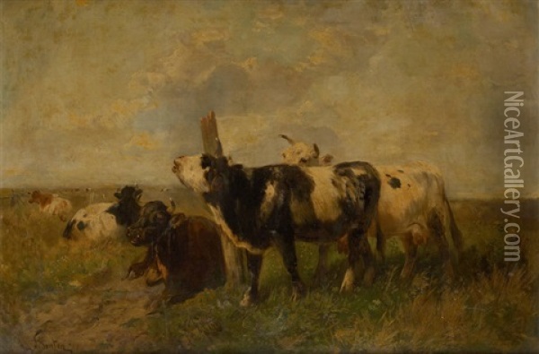 Vaches Dans Un Pre Oil Painting - Henry Schouten