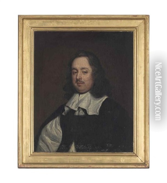 Portrait Of Charles, Rector Of Uffington, Bust-length, In A Black Slashed Coat And Lawn Collar Oil Painting - John Hayls