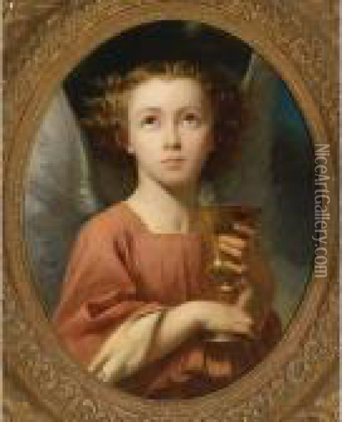 An Angel Holding A Chalice Oil Painting - Charles Zacharie Landelle