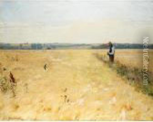 I Kornmarken (in The Cornfield) Oil Painting - Hans Anderson Brendekilde