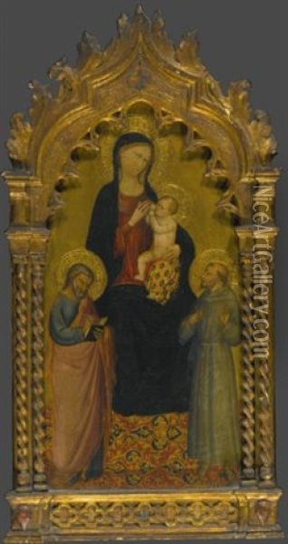The Madonna And Child With Saints Matthew And Francis Oil Painting -  Bicci di Lorenzo