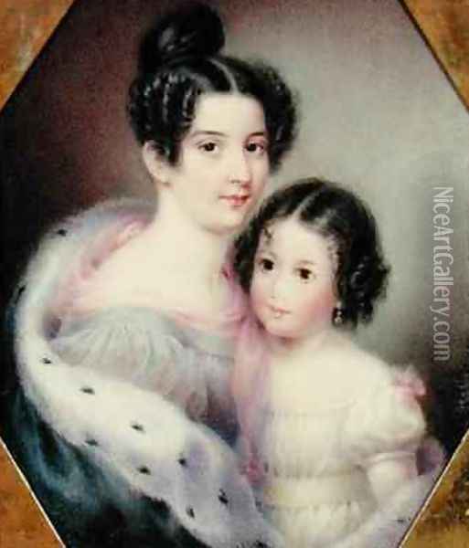 Mrs Charles Alexander Clinton Ann Hone and her Daughter Oil Painting - Ann Hall