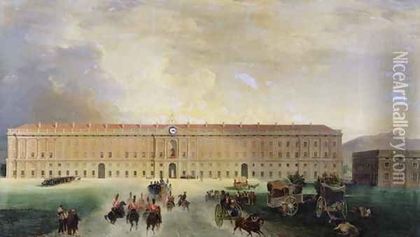 View of the Palazzo Reale, Caserta, 1833 Oil Painting - Gabriele Smargiassi