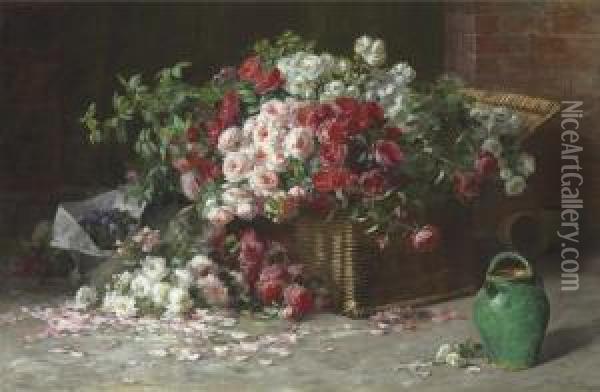 Basket Of Roses Oil Painting - Abbott Fuller Graves
