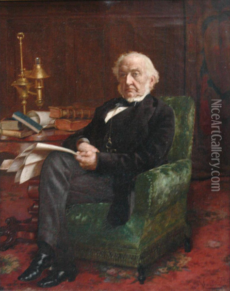 Portrait Of A Gentleman Oil Painting - Pompeo Massini
