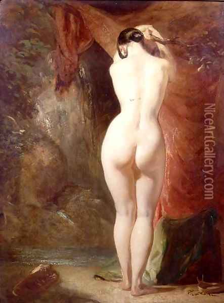 Diana standing by a waterfall Oil Painting - William Etty
