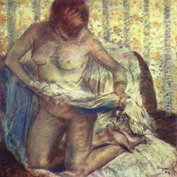 Kneeling woman Oil Painting - Edgar Degas