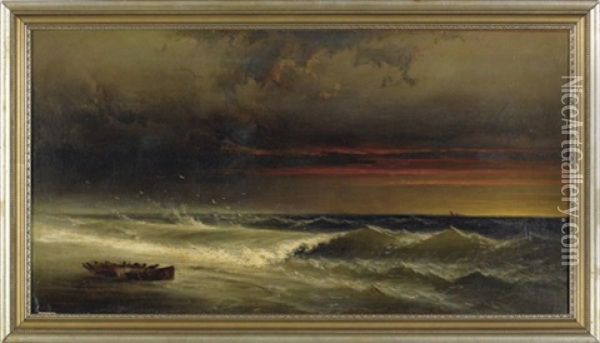 Sunset Coastal Scene Oil Painting - James Hamilton