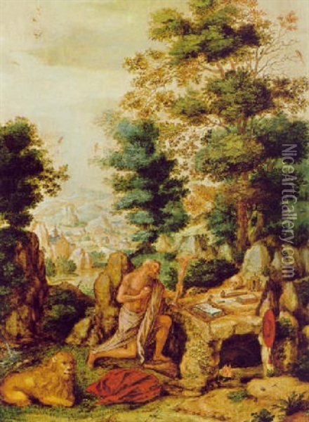 Der Heilige Hieronymus In Einer Landschaft Oil Painting - Herri met de Bles