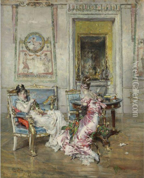 Ladies Of The First Empire Oil Painting - Giovanni Boldini