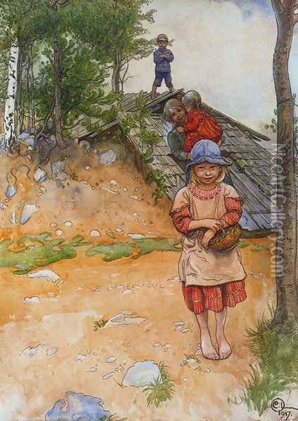 At The Cellar Oil Painting - Carl Larsson