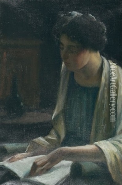 Girl Reading Oil Painting - George Agnew Reid
