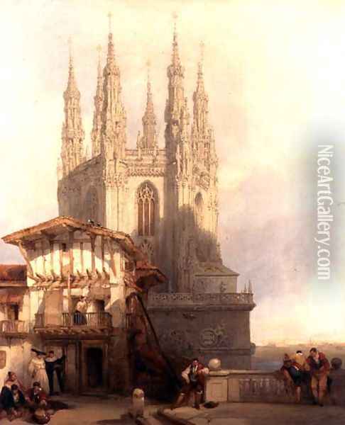 The Entrance to the North Transept, Burgos Castle, 1835 Oil Painting - David Roberts