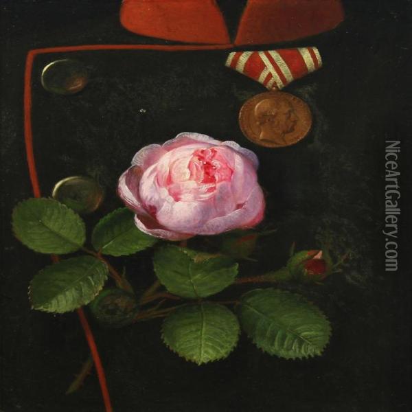En Rose I Soldatens Knaphul Oil Painting - Otto Didrik Ottesen