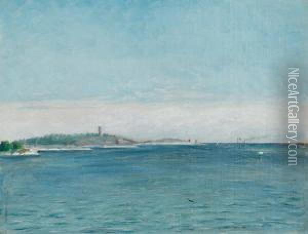 Landskap Fran Sandhamn Med Korso Fyr Oil Painting - August Strindberg