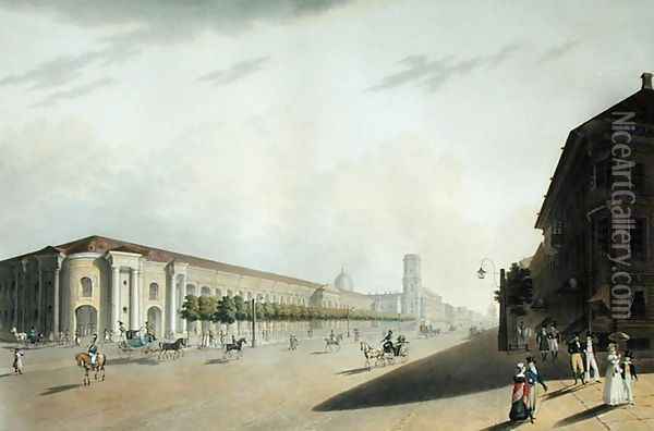 Gostiny Dvor, St. Petersburg, 1820s Oil Painting - E. I. Yessakov