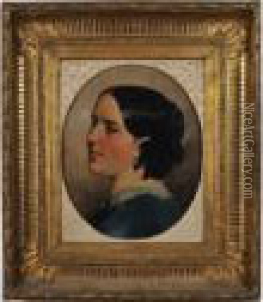 Portrait De Jeune Femme De Trois-quart A Gauche Oil Painting - Edouard Louis Dubufe