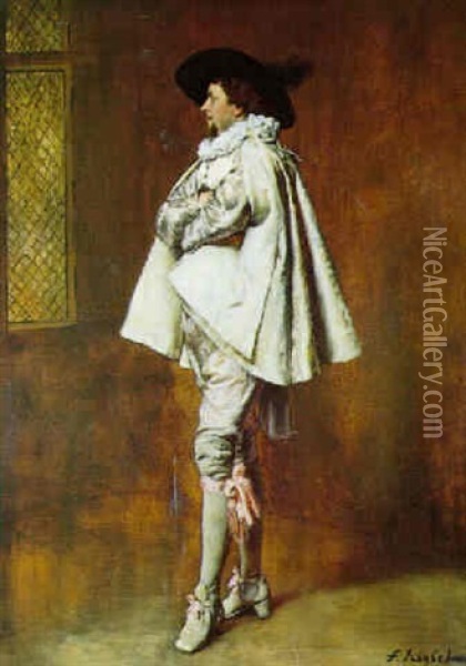 Cavalier En Blanc Oil Painting - Ferdinand Victor Leon Roybet