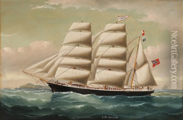 Skutemaleri Av Erato Af Christiania, Capt. A. Andersen Oil Painting - William Howard Yorke