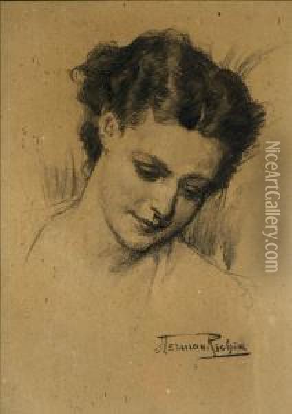 Portrait De Femme Oil Painting - Herman Richir