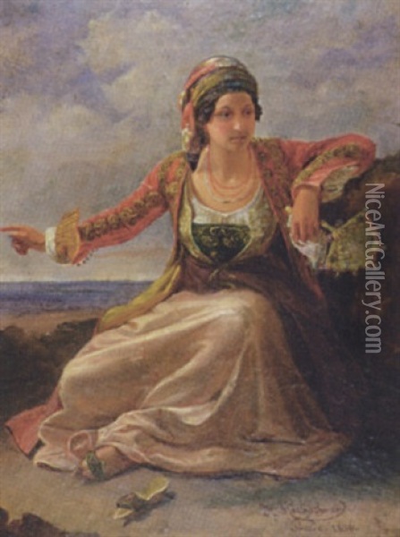 Junge Italienerin Am Strand Oil Painting - Johann Hermann Kretzschmer