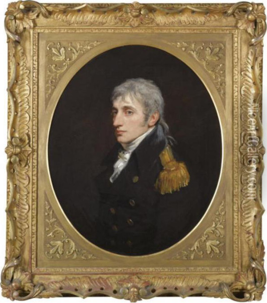 Portrait Of Captain Joseph Lamb Popham R.n. (1771-1833) Oil Painting - John Opie