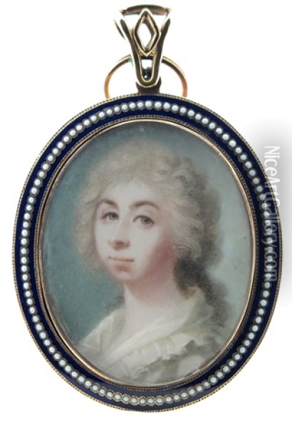 Portrait Miniature Of A Lady Oil Painting - Abraham Daniel