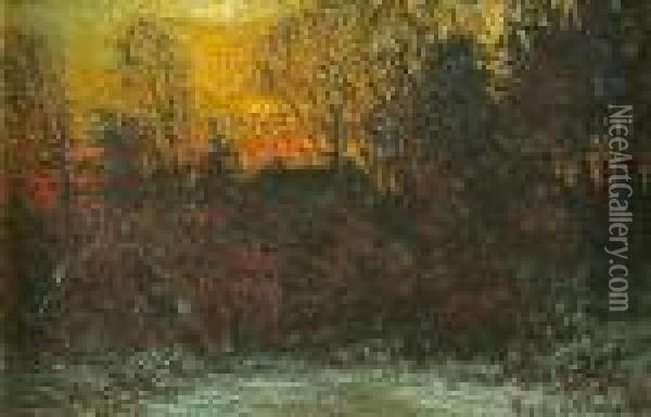 Landscape At Dusk Oil Painting - John Joseph Enneking