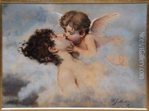 Angels Kiss Oil Painting - Willy Martens