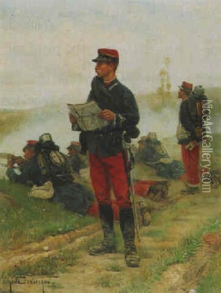 French Infantry Oil Painting - Eugene Chaperon
