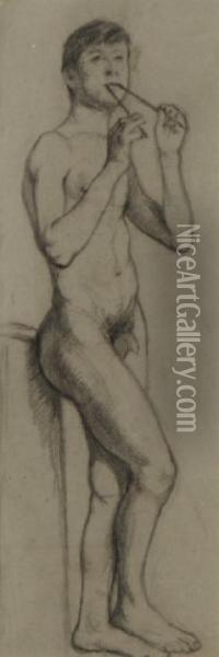 Male Nude With Pipes Oil Painting - Samuel Connolly Taylor