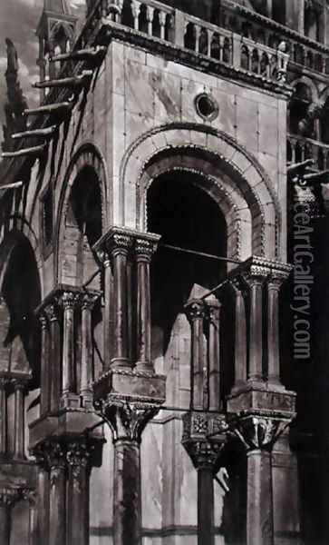 St. Marks, Southern Portico, from Examples of the Architecture of Venice, by John Ruskin, aquatint by Lupton, 1851 Oil Painting - John Ruskin