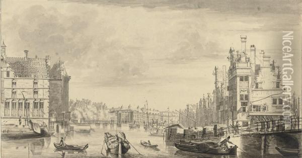 East Side Of The Muiderpoort Oil Painting - Caspar Jacobsz. Philips