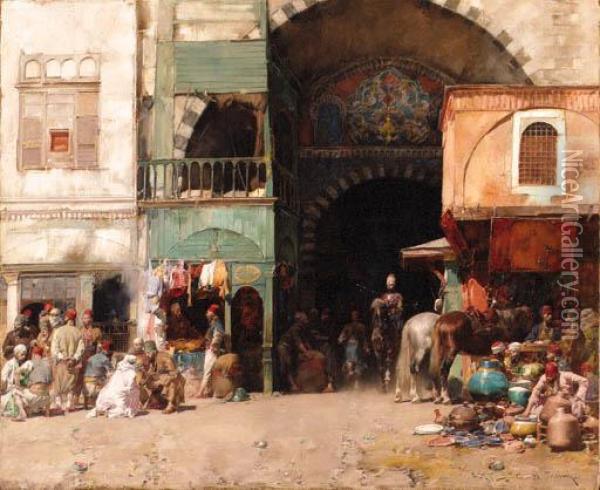The Bazaar Oil Painting - Alberto Pasini