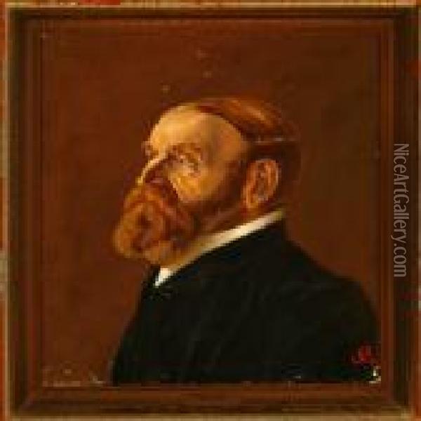A Portrait Of The Danish Painter Nilaus Fristrup Oil Painting - Cilius Andersen