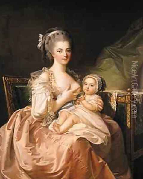The Young Mother 1770-80 Oil Painting - Jean-Laurent Mosnier