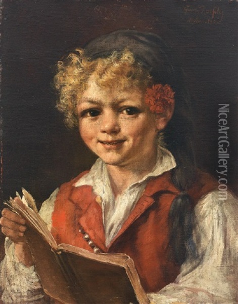 Portrait Eines Blonden Knaben Beim Lesen Oil Painting - Georg Roessler