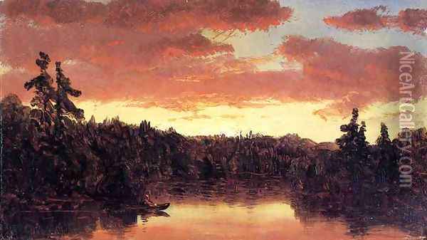 Sunset on Lake George Oil Painting - Sanford Robinson Gifford