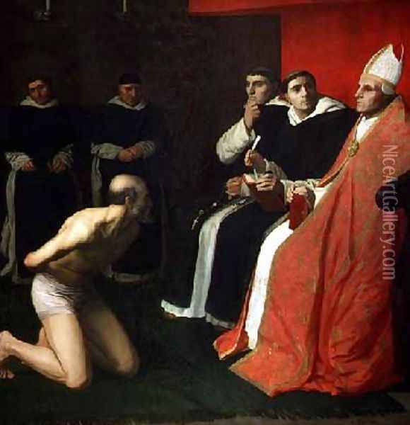 An Honourable Penitent Oil Painting - Alphonse Legros
