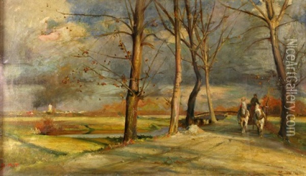 Landscape With Carriage Oil Painting - Karl Maria Thuma