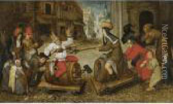 The Battle Between Carnival And Lent Oil Painting - Pieter The Younger Brueghel