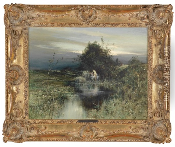 Nymphe In Landschaft Oil Painting - Hans Friedrich Emanuel Van Schennis